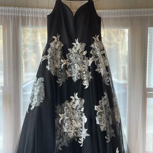 Black with lace detail prom dress